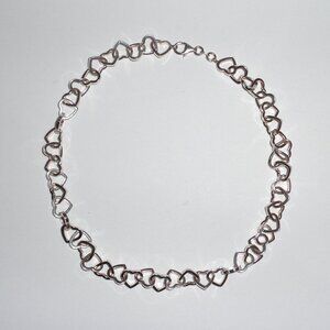 17" Interlocking Floating Open Heart Link Sterling Silver 925 Necklace